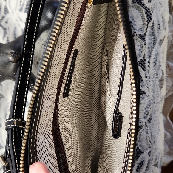 Dooney and  Bourke Croco Embossed Black Shoulder Strap Purse - Picture 10 of 15